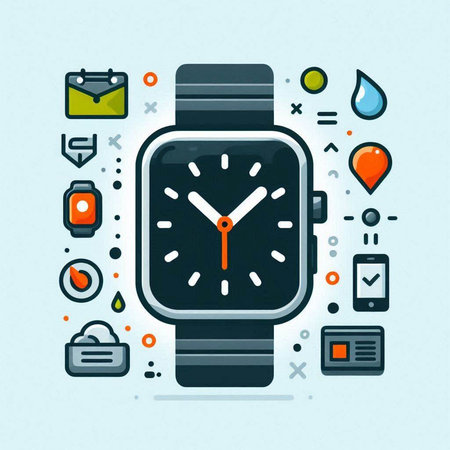 Smartwatch with thin line icons. Modern vector illustration for web and mobile applications.のイラスト素材