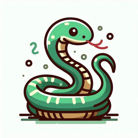 snake cartoon on white background. vector illustration. stock image.のイラスト素材