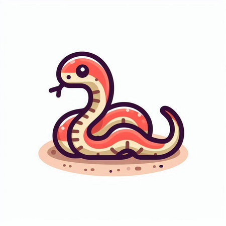 Cute cartoon snake. Vector illustration isolated on a white background.のイラスト素材