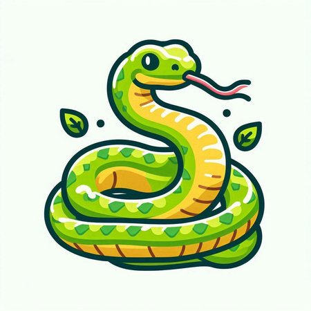 Green snake. Vector illustration. Isolated on a white background.のイラスト素材