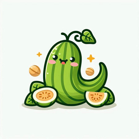 Cute cartoon watermelon character on a white background. Vector illustration.のイラスト素材