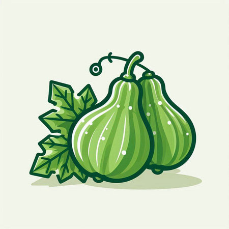 Pumpkin vector illustration. Vector illustration of fresh green vegetable.のイラスト素材