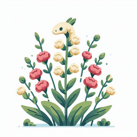 Illustration of flowers in the style of watercolor on a white backgroundのイラスト素材