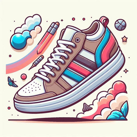 Sneakers and pencils. Vector illustration for your design.のイラスト素材