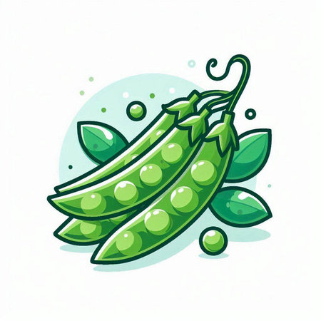 Green peas icon isolated on white background. Vector illustration, flat style.のイラスト素材