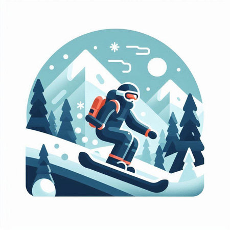 Snowboarder in the mountains. Winter sports. Vector illustration.のイラスト素材