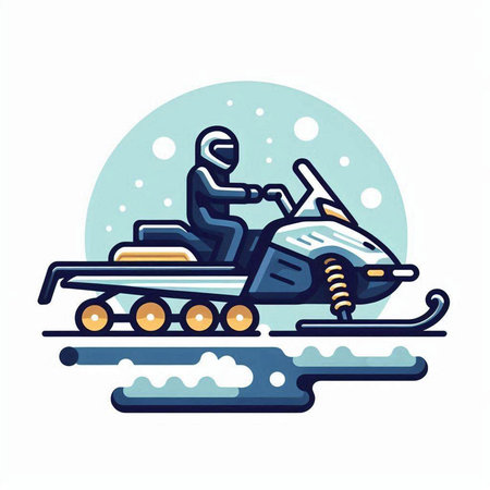 Snowmobile icon. Vector illustration of a snowmobile in winter.のイラスト素材