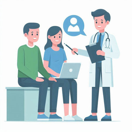 Doctor and patient. Vector illustration in a flat style. Health care concept.のイラスト素材