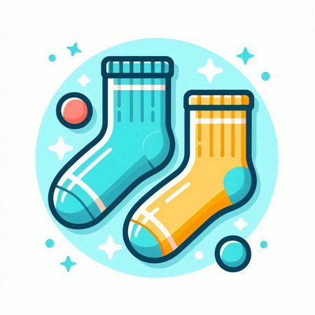Colorful socks on a white background. Vector illustration in a flat style.のイラスト素材