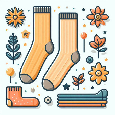 Vector illustration of a set of different socks for men and women.のイラスト素材