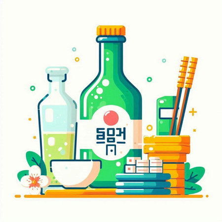 Sushi and rolls, Japanese food and drink, vector illustration.のイラスト素材