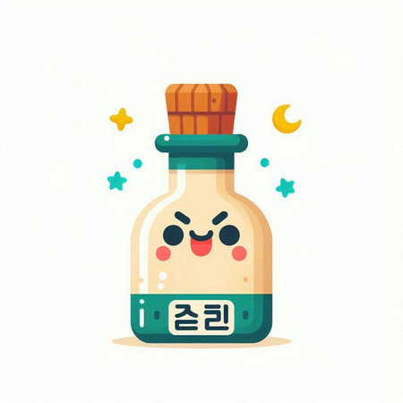 Cute kawaii magic potion in a bottle. Vector illustration.のイラスト素材