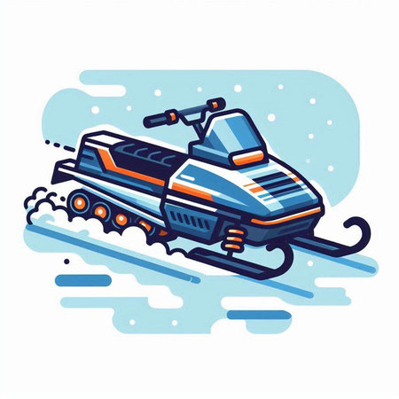Snowmobile. Vector illustration. Isolated on a white background.のイラスト素材