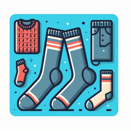 Set of socks and sweaters. Vector illustration in flat style.のイラスト素材