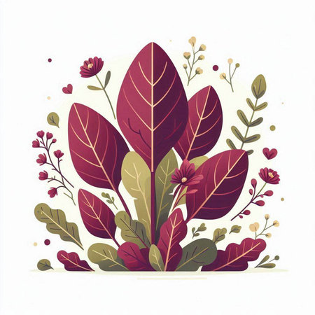 Vector illustration of a bouquet of red flowers and green leaves.のイラスト素材