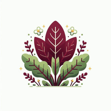 Illustration of leaves and flowers in flat style. Vector illustration.のイラスト素材