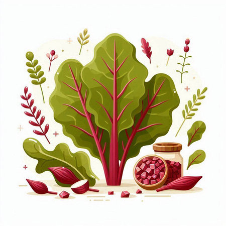 Beetroot and red beetroot vector illustration. Vegetarian food.のイラスト素材