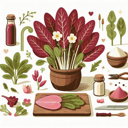 Vegetables and herbs set. Vector illustration in a flat style.のイラスト素材