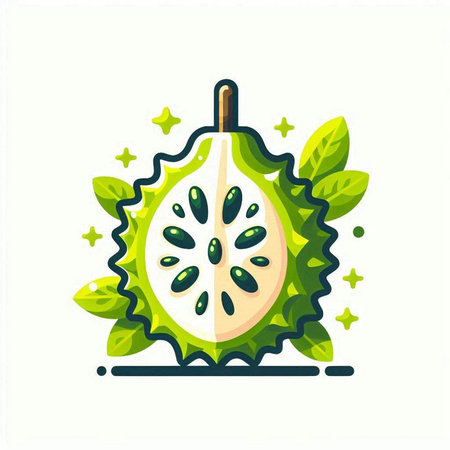Soursop fruit icon. Vector illustration isolated on white background.のイラスト素材