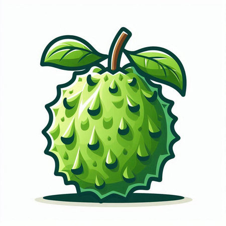 Soursop fruit icon isolated on white background. Vector illustration.のイラスト素材