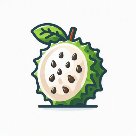 Soursop fruit isolated on white background. Cartoon style vector illustration.のイラスト素材