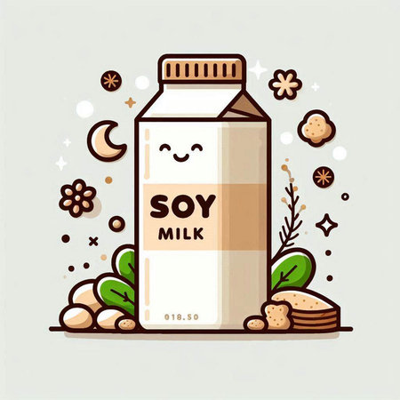 Vector illustration of a bottle of milk with lettering. Milk in cartoon style.のイラスト素材