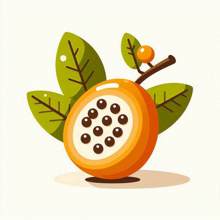 Passion fruit vector illustration isolated on white background. Cartoon passion fruit icon.のイラスト素材