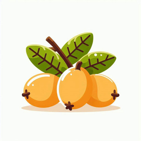 Loquat fruit isolated on white background. Vector flat illustration.のイラスト素材