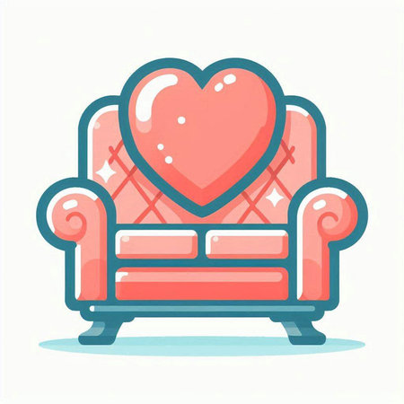 Comfortable armchair with heart. Vector illustration in cartoon style.のイラスト素材