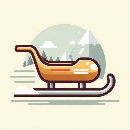 Skiing. Vector illustration of a sledge in the mountains.のイラスト素材