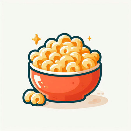 Illustration of a bowl of macaroni. Vector illustration.のイラスト素材