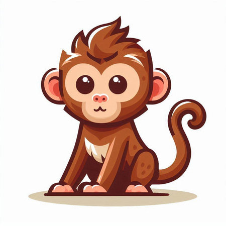 Cute cartoon monkey isolated on a white background. Vector illustration.のイラスト素材