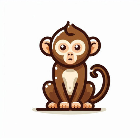 Cute monkey isolated on white background. Vector illustration in cartoon style.のイラスト素材