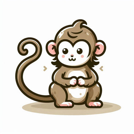 Cute monkey on a white background. Vector cartoon character illustration.のイラスト素材