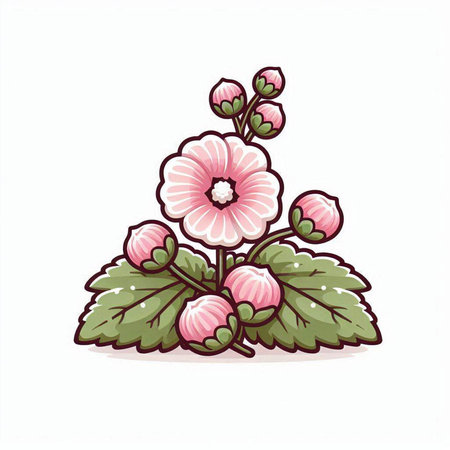 Illustration of a bouquet of pink flowers on a white backgroundのイラスト素材