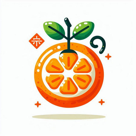 Orange fruit icon isolated on white background. Vector illustration in cartoon style.のイラスト素材