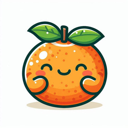 Cute orange fruit character. Vector illustration. Isolated on white background.のイラスト素材