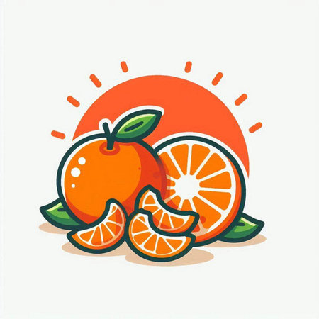 Orange fruit icon, vector illustration. Flat design style, vector.のイラスト素材