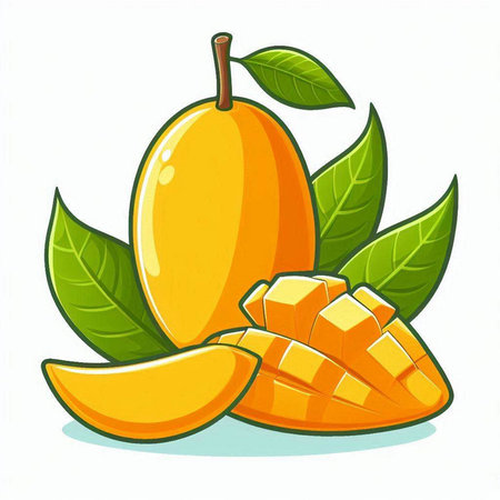 Mango fruit on white background. Vector illustration for your design.のイラスト素材