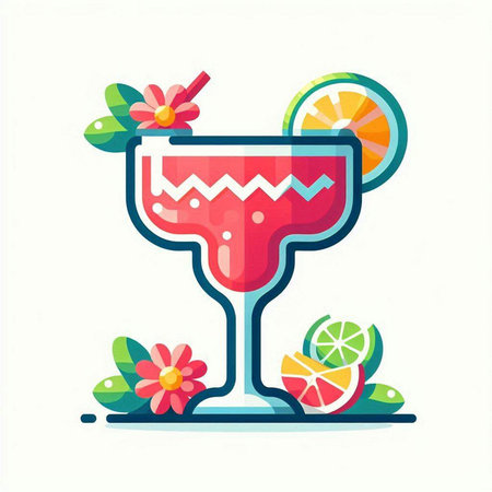 Cocktail icon in flat style. Colorful vector illustration.のイラスト素材