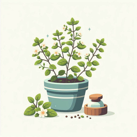 Flowerpot with plant. Vector illustration in a flat style.のイラスト素材