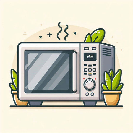 Microwave oven. Vector illustration in flat style. Kitchen appliance.のイラスト素材