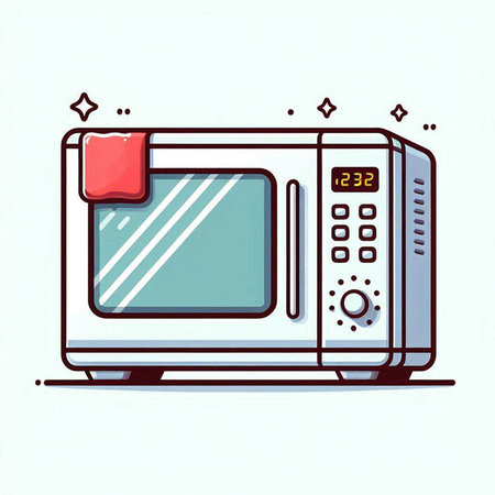 Microwave oven icon. Vector illustration in flat cartoon style.のイラスト素材
