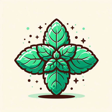 Peppermint vector illustration. Hand drawn green peppermint icon.のイラスト素材