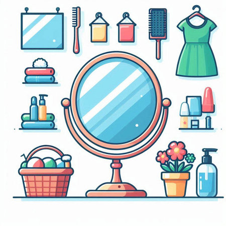 Vector illustration of a set of bathroom items. Bathroom accessories.のイラスト素材