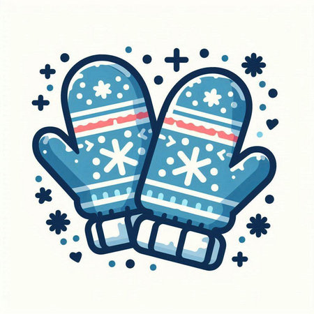 Winter mittens with snowflakes. Vector illustration for your designのイラスト素材