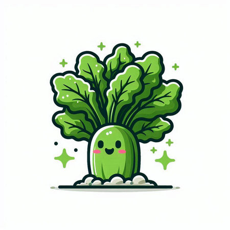 Cute kawaii turnip vegetable cartoon character vector illustration.のイラスト素材