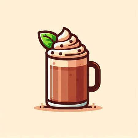 Coffee latte cup with whipped cream. Vector illustration.のイラスト素材
