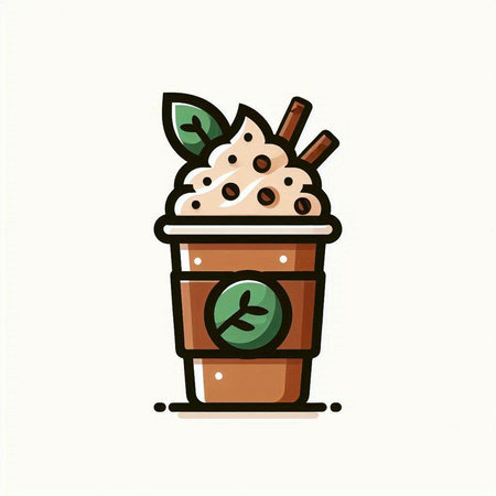 Coffee cup with mint and cinnamon. Hand drawn vector illustration.のイラスト素材