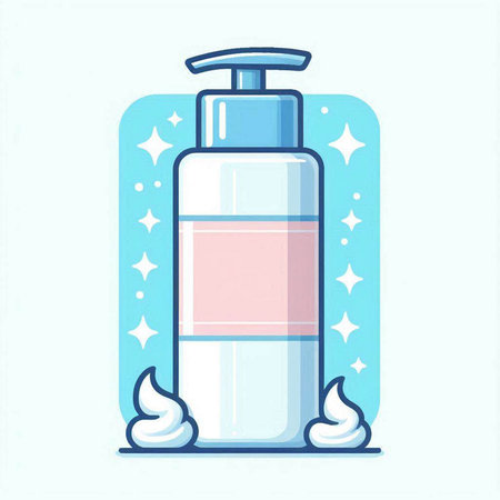 Cosmetic bottle with cream on a blue background. Vector illustration.のイラスト素材